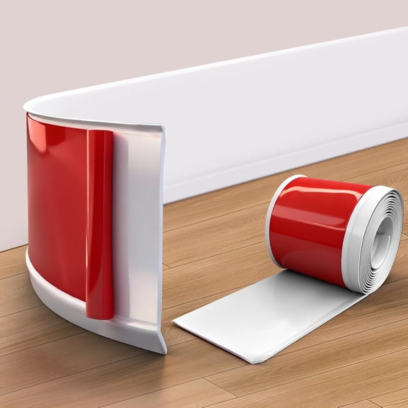 Vinyl Wall Base, 4 Inch(W) x 10 (L) Flexible Baseboard Molding Trim, Self Adhesive Rubber Wall Base (White)