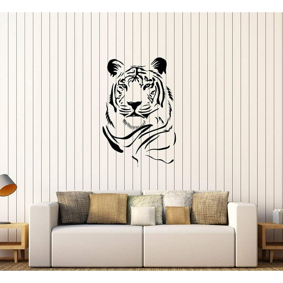Vinyl Wall Decal Abstract Tiger Head Silhouette African Predator Wild Cat Stickers