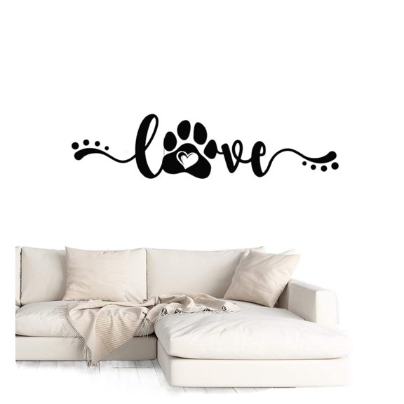 Vinyl Wall Decal Animals Love Paw Print Heart Pet Shop Grooming Stickers Mural Large Decor