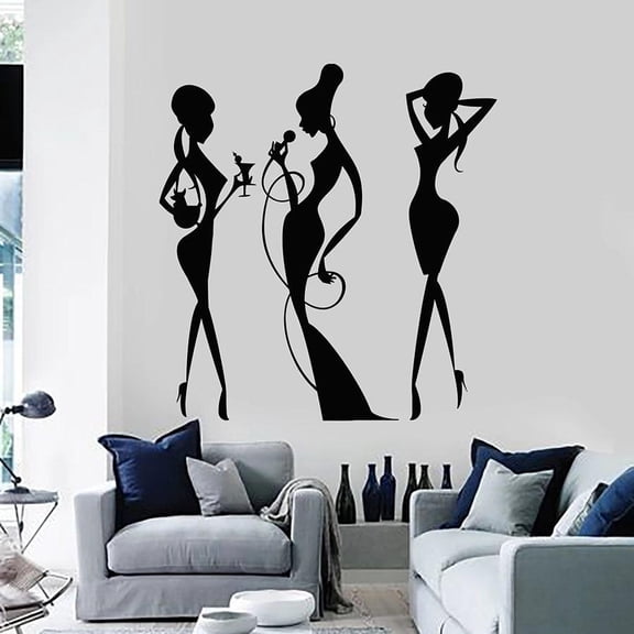 Vinyl Wall Decal Bar Cocktail Party Drink Night Club Interior Decor Fashion Girls Silhouette Window Stickers Art Mural 30x31cm