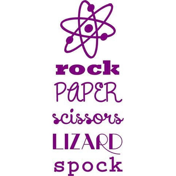 Vinyl Wall Decal: Big Bang Theory Vinyl Decal - "Rock Paper Scissors Lizard Spock" | BBT Quote 20"x8" [BBT1]