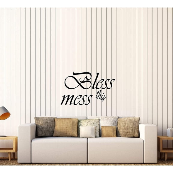 Vinyl Wall Decal Bless This Mess Quote Words Funny Stickers