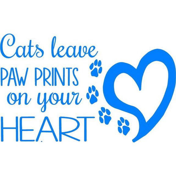 Vinyl Wall Decal: Cat Paw Print Quote - Wall Decal / Heart Bedroom Sticker - 20"x12" [cat2]