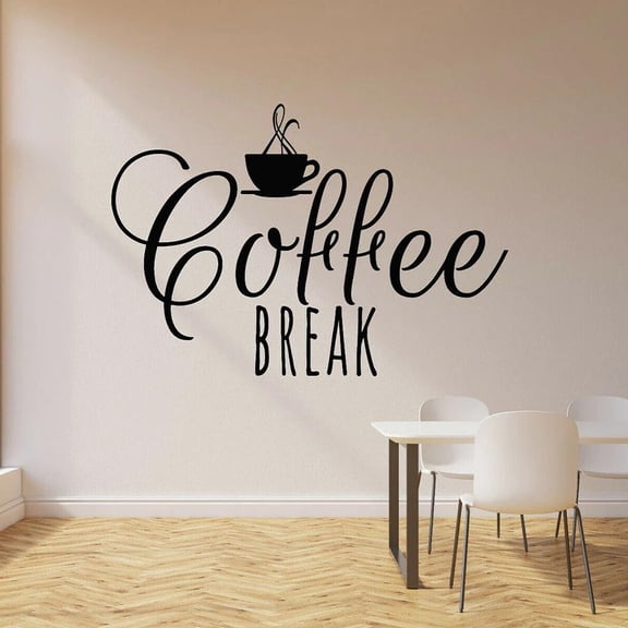 Vinyl Wall Decal Cup Hot Drink Coffee Break Room Cafe Bar Kitchen Interior Decor Window Glass Stickers Lettering Art Mural 30x43cm