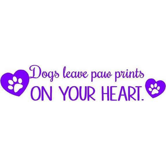 Vinyl Wall Decal: Dog Decor - Pet Quote Vinyl Wall Decal | "Paw Prints on your Heart" | 20"x6"