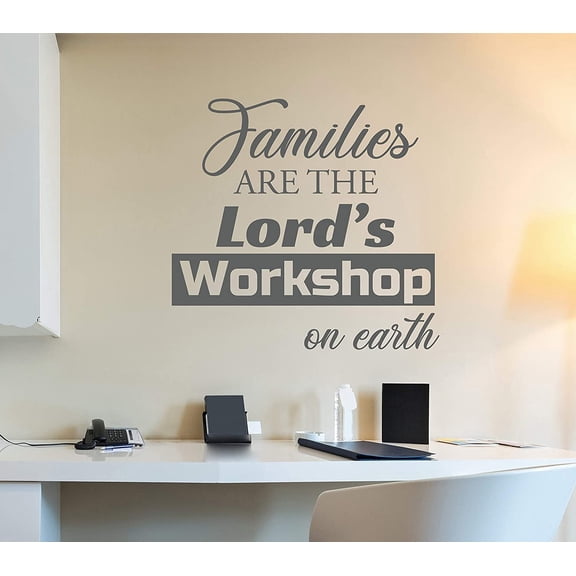 Vinyl Wall Decal Family God Religion Inspiring Quote Words Stickers Mural 22.5 in x 21 in Grey