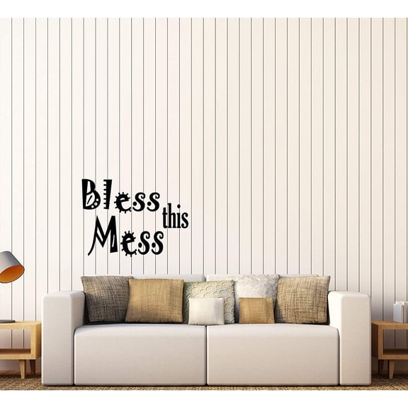 Vinyl Wall Decal Funny Words Positive Quote Bless This Mess Stickers