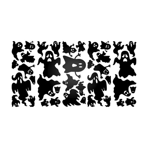 Vinyl Wall Decal - Halloween Ghost Pattern 16" x 30" - Halloween decoration, Seasonal Decor - Teens, Adults, Indoor, Outdoor, Wall, Door, Window, Living Room, Office