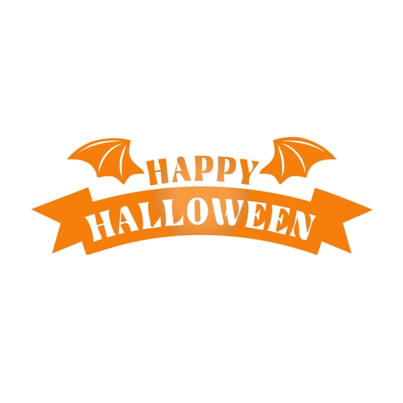 Vinyl Wall Decal - Happy Halloween Bat Wings 16" x 46" - Halloween Lettering, Seasonal Decor - Teens, Adults, Indoor, Outdoor, Wall, Door, Window, Living Room, Office