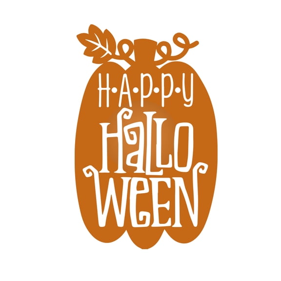 Vinyl Wall Decal - Happy Halloween Pumpkin 16" x 10" - Halloween decoration, Seasonal Decor - Teens, Adults, Indoor, Outdoor, Wall, Door, Window, Living Room, Office