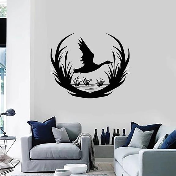 Vinyl Wall Decal Hunting Club Store Duck Wildfowl Lake Window Stickers Mural Art Interior Decor Removable House Wallpaper 42x51cm