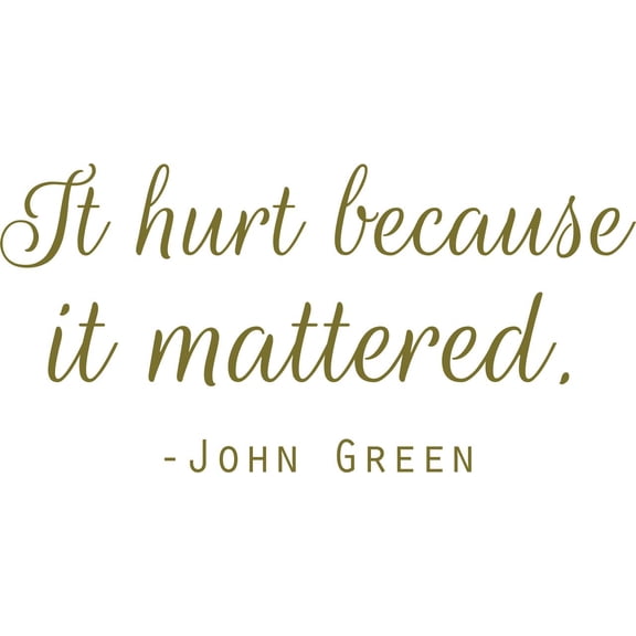 Vinyl Wall Decal: John Green Movie Wall Decal - "It Hurt Because it Mattered" Vinyl Sticker / Decor - 20"x10"