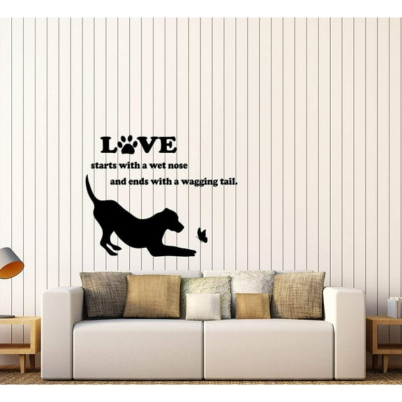 Vinyl Wall Decal Love Dog Puppy Pet Quote Positive Words Stickers