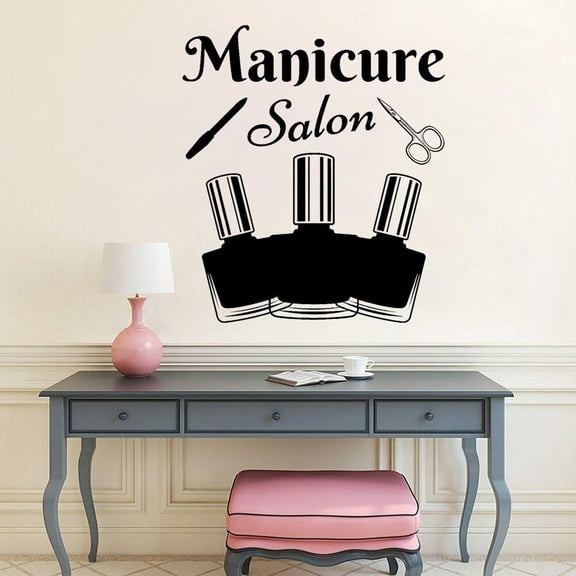 Vinyl Wall Decal Manicure Tools Salon Nail Polish Beauty Wall Stickers Manicure Salon Nail Salon Decoration Accessories 42x37cm