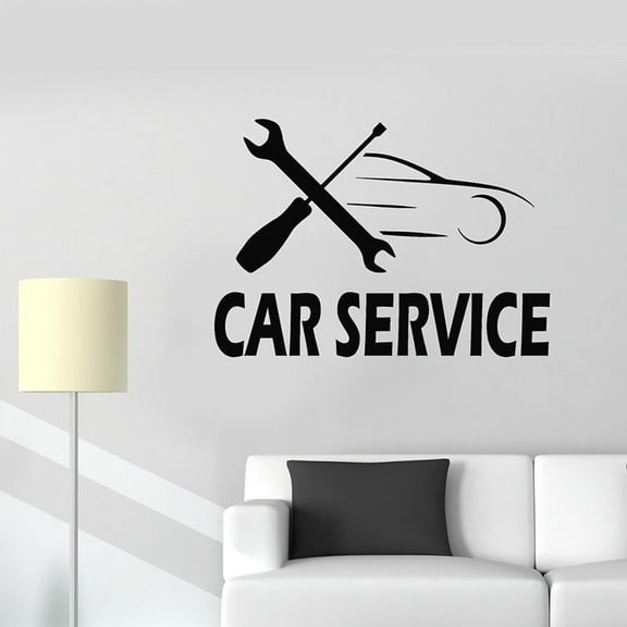 Vinyl Wall Decal Mechanic Auto Repair Car Service Logo Stickers Mural Garage Wall Decor Decals Posters Removable Modern 42x30cm