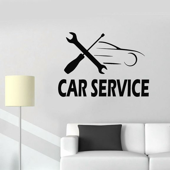 Vinyl Wall Decal Mechanic Auto Repair Car Service Logo Stickers Mural Garage Wall Decor Decals Posters Removable Modern 42x30cm