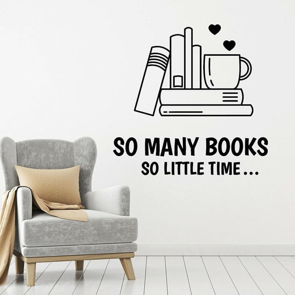 Vinyl Wall Decal Quote Books Love Kids Reading Room Corner Library Study Home Decor Window Stickers Bookstore Cup Mural 30x30cm