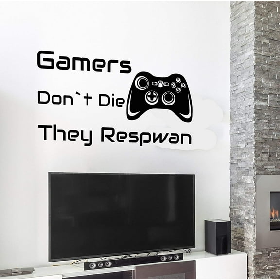 Vinyl Wall Decal Quote Game Room Gamer Video Games Joysticks Stickers Mural 35 in x 19 in