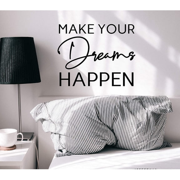 Vinyl Wall Decal Quotes Words Inspire Make Your Dreams Happen Lettering Stickers Mural 22.5 in x 22.5 in