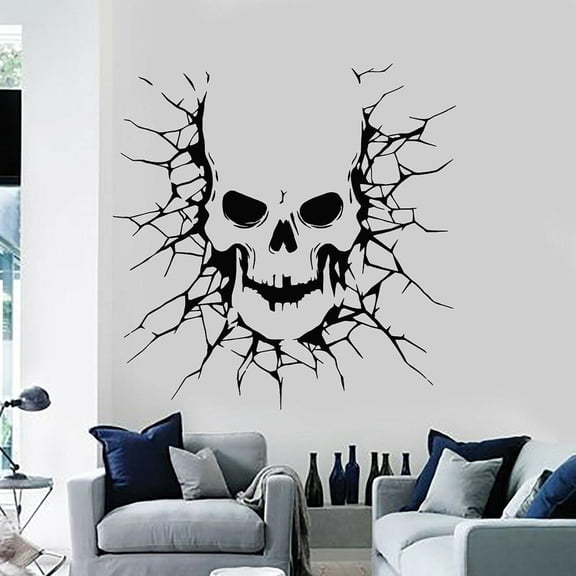 Vinyl Wall Decal Skull Zombie Demon Scary Horror Stickers Mural Garage Wall Decoration Posters 42x42cm