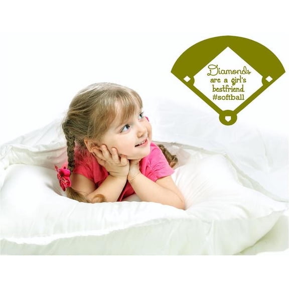Vinyl Wall Decal: Softball Vinyl Wall Decal | Diamonds Are a Girl's Best Friend | Sports Quote | 20"x20" [CC1]
