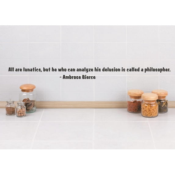 Vinyl Wall Decal Sticker : All are lunatics, but he who can analyze his delusion is called a philosopher Quote 6x30 Inches