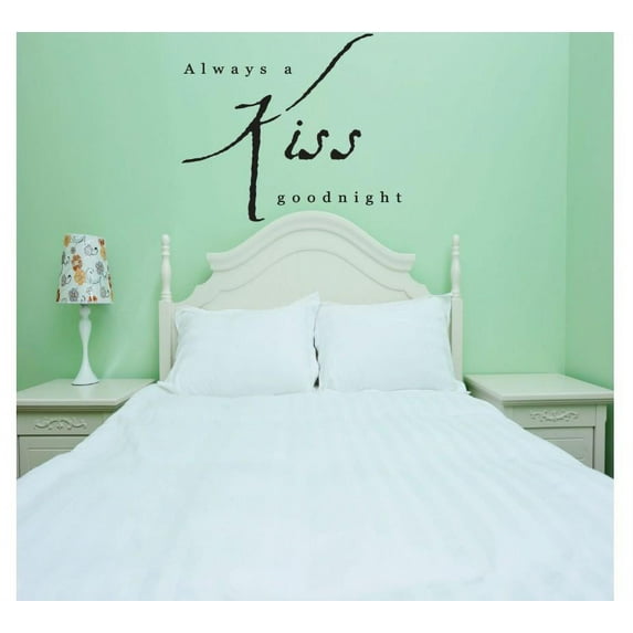 Vinyl Wall Decal Sticker : Always A Kiss Goodnight Quote   Bedroom Bathroom Living Room Picture Art Peel & Stick Mural Size: 20 Inches X 30 Inches - 22 Colors Available