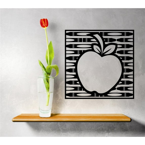 Vinyl Wall Decal Sticker : Apple Fruit With Leaf Home 12x12 Inches