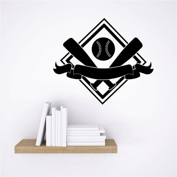 Vinyl Wall Decal Sticker : Baseball Diamond With Bats Sports Design Boys Kids Bedroom Design Decor Bedroom Mural 18x18 Inches
