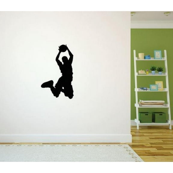 Vinyl Wall Decal Sticker : Basketball Player Sports Boy Girl Boy Girl Teen Bedroom Bathroom Living Room Picture Art Peel & Stick Mural Size: 8 Inches X 24 Inches -