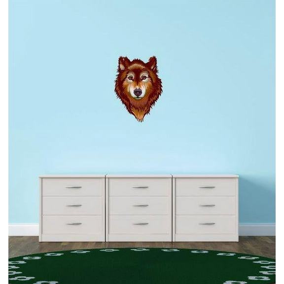 Vinyl Wall Decal Sticker : Brown Wolf Cartoon Wild Animal Bedroom Bathroom Living Room Picture Art Peel & Stick Mural Size: 10 Inches X 15 Inches -