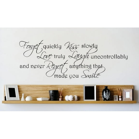 Vinyl Wall Decal Sticker : Forget Quickly Quote Picture Art Peel & Stick Mural 14x28 Inches