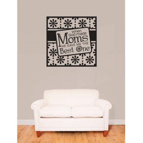 Vinyl Wall Decal Sticker : When God Made Moms He Gave Me The Best Image Quote Bedroom Bathroom Living Room Picture Art Peel & Stick Mural Size: 20 Inches X 20 Inches -