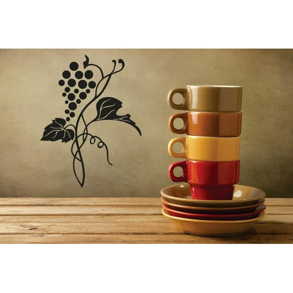 Vinyl Wall Decal Sticker : Grapes Vine Fruit Kitchen Image Picture Art Peel & Stick Mural 20x20 Inches