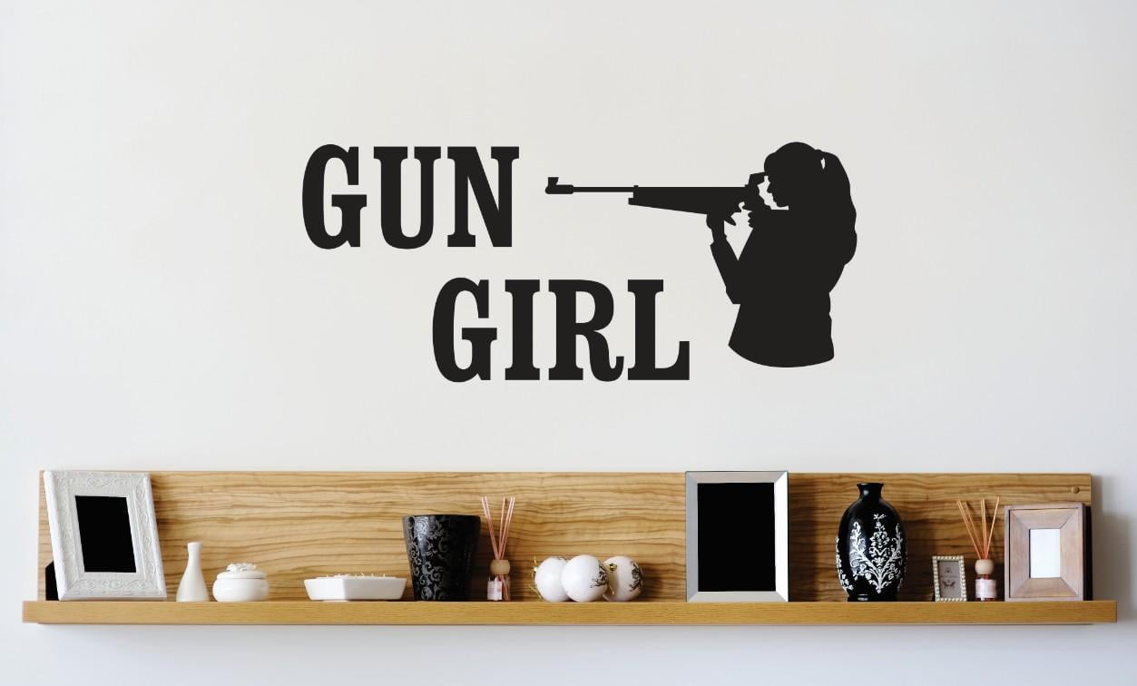 Vinyl Wall Decal Sticker : Gun Girl Hunting Firearm Image Quote Picture Art  Peel \u0026 Stick Mural 14x28 Inches - Walmart.com, image size:1253x756