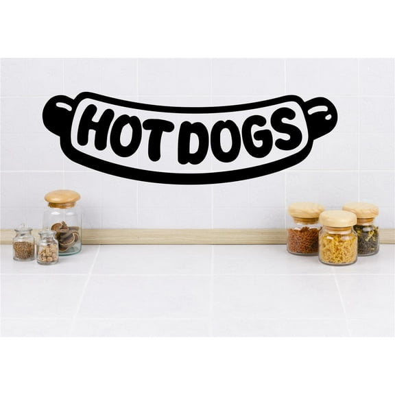 Vinyl Wall Decal Sticker : Hot Dogs Kitchen Image Quote    Bedroom Bathroom Living Room Picture Art Peel & Stick Mural Size: 12 Inches X 30 Inches - 22 Colors Available