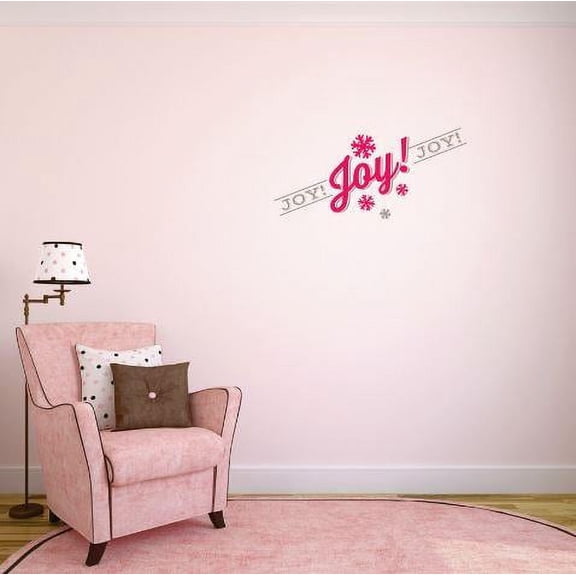 Vinyl Wall Decal Sticker : Joy Joy Joy Christmas Spirit Holiday Bedroom Bathroom Living Room Picture Art Peel & Stick Mural Size: 8 Inches X 24 Inches -