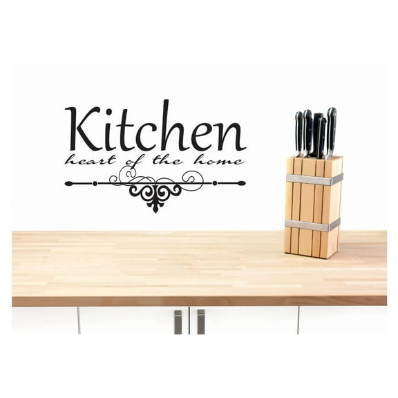 Vinyl Wall Decal Sticker : Kitchen Heart Of The Home Lettering Text Quote Picture Art Peel & Stick Mural 12x18 Inches