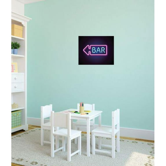 Vinyl Wall Decal Sticker : Neon Sign Bar This Way Banner Bedroom Bathroom Living Room Picture Art Peel & Stick Mural Size: 10 Inches X 15 Inches -