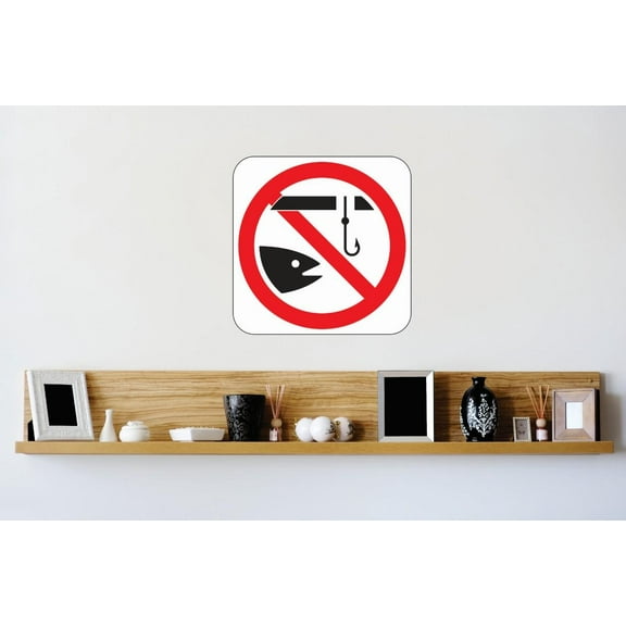 Vinyl Wall Decal Sticker : No Fishing Symbol Diagram Sign Logo Image Picture Art Peel & Stick Mural 12x12 Inches