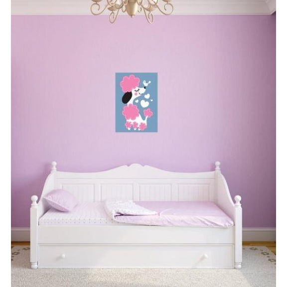 Vinyl Wall Decal Sticker : Pink Dog Cute Poodle Girl Kids Teen Bedroom Bathroom Living Room Picture Art Peel & Stick Mural Size: 10 Inches X 15 Inches - 22 Colors Available
