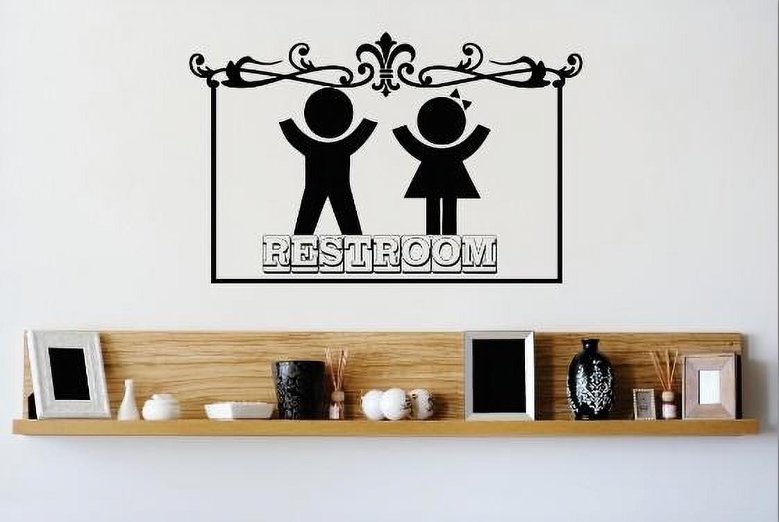 Room Sign Sticker Vinyl Wall Decal Sticker : Restroom Sign Image Quote Bedroom Bathroom ...