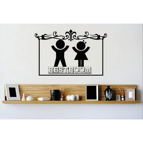 Vinyl Wall Decal Sticker : Restroom Sign Image Quote Bedroom Bathroom Living Room Picture Art Peel & Stick Mural Size: 16 Inches X 24 Inches - 22 Colors Available