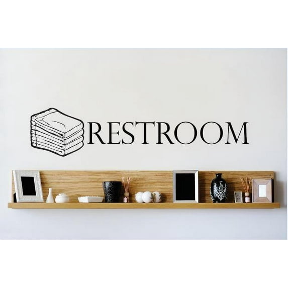Vinyl Wall Decal Sticker : Restroom Towel Sign Image Quote Bedroom Bathroom Living Room Picture Art Peel & Stick Mural Size: 8 Inches X 20 Inches -