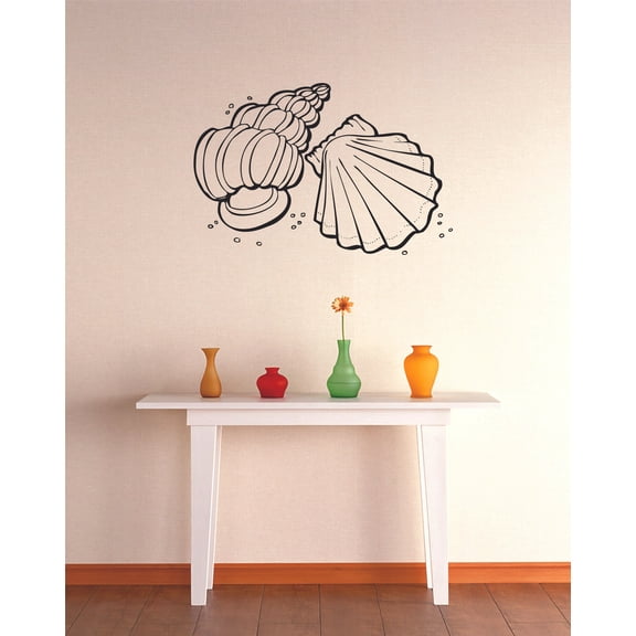 Vinyl Wall Decal Sticker : Sea Shells Ocean Image Bedroom Bathroom Living Room Picture Art Peel & Stick Mural Size: 12 Inches X 18 Inches - 22 Colors Available