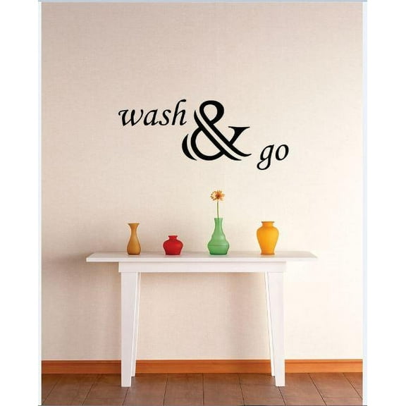 Vinyl Wall Decal Sticker : Wash & Go Laundry Sign Quote   Bedroom Bathroom Living Room Picture Art Peel & Stick Mural Size: 16 Inches X 40 Inches - 22 Colors Available