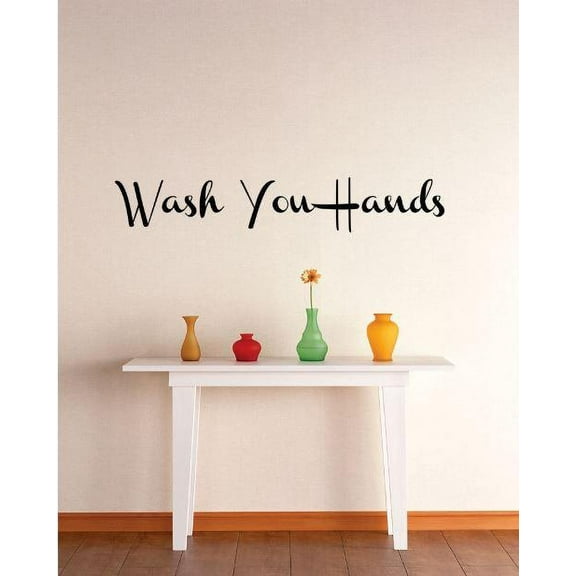 Vinyl Wall Decal Sticker : Wash Your Hands Bathroom Quote Bedroom Bathroom Living Room Picture Art Peel & Stick Mural Size: 8 Inches X 20 Inches - 22 Colors Available