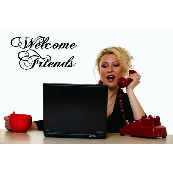 Vinyl Wall Decal Sticker : Welcome Friends Home Decor Picture Art 16 x 40 Inches
