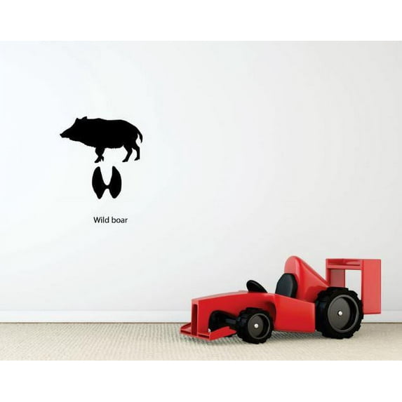 Vinyl Wall Decal Sticker : Wild Boar Outdoor Animal Paw Prints Bedroom Bathroom Living Room Picture Art Peel & Stick Mural Size: 10 Inches X 15 Inches -