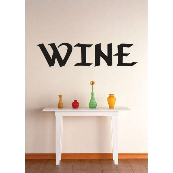 Vinyl Wall Decal Sticker : Wine Grapevine Kitchen Dining Image Quote Bedroom Bathroom Living Room Picture Art Peel & Stick Mural Size: 16 Inches X 40 Inches -